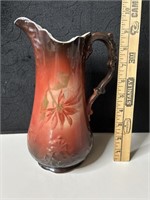 Antique Ioga Warwick E-2 Floral Pitcher