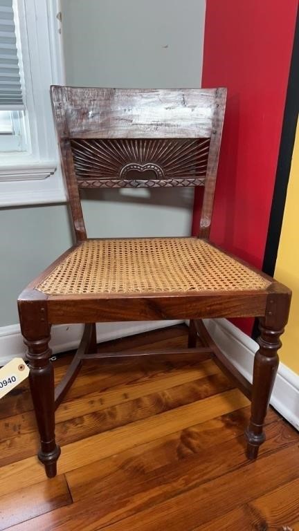 SUNSET BACK WESTERN STYLE CHAIR W/ RATTAN SEAT