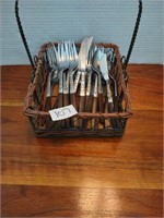 Vintage silverware set, wooden handles. Japan. 21