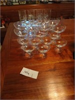 Group of lovely etched stemware. Assorted sizes