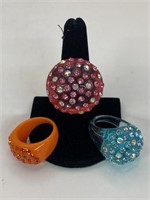 (3) Acrylic Costume Jewelry rings the orange one