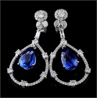 6.53ct Sapphire & 1.79ct Diamond Earrings 18K Gold