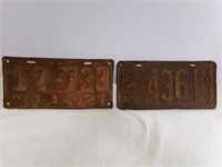 (2) Rusty Oklahoma License Plates - 1927 & 1917