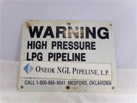 Metal Oil Field Sign - WARNING High Pressure