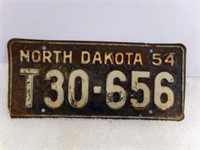 1954 Black & White North Dakota License Plate