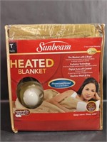 Sunbeam Twin Sized Heated Blanket Tan Colored