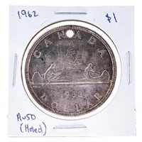1962 Canada Silver Dollar AU50 HOLED
