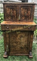 VICTORIAN  MARQUETRY DESK AND MUSIC CABINET