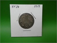 1919  Canadian .925 Silver Quarter    V F 20