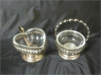 (2) Sliver Plate Baskets w/ Glass Inserts