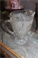 VINTAGE HEAVY GLASS PITCHER