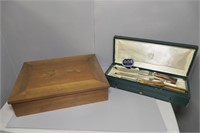 Sheffield Carving Set & Wood Silverware Box