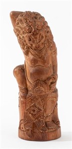 Balinese Figural Carved Wood Seal of Temple Deity