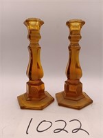 Amber Fostoria ?? Coinglass Candle Holders