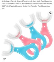 MSRP $8 UShaped Kids 4Pack Toothbrushes