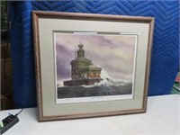 Signed/#d BARNHILL Lighthouse Framed Print Art
