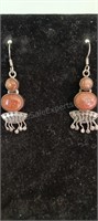 Sterling Silver & Brown Goldstone Pierced Earrings