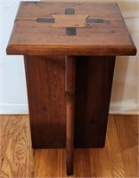 Vintage Handcrafted Puzzle Top Wood Side Table