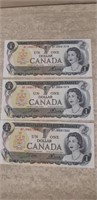 Three Consecutive mint One Dollar Bills