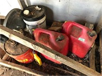 Three gas cans & miscellaneous