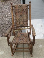 OLD UPHOLSTERED ROCKING CHAIR - 43"H
