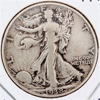 Coin 1938-D Walking Liberty Half Dollar Key!