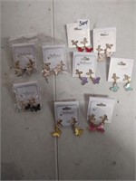 Large lot of butterfly earrings different colors