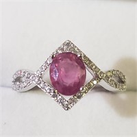 $160 Silver Rhodum Plated Ruby(1ct) Ring