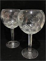 Pair Waterford Crystal Toasting Wine Goblets