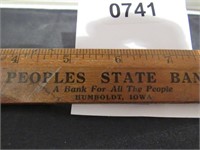 Vintage Peoples State Bank Humboldt, Iowa Ruler