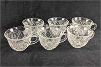 Six Vintage Glass Tea Cups Starburst Design