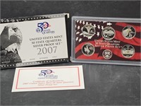 2007 US Mint State Quarters Silver Proof Set