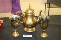 Brass Teapot and Goblets