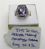 .925 Artisan Natural Amethyst 12 x 6mm Ring SZ 8.5