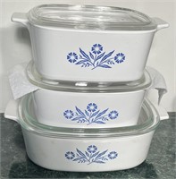3 Corning Ware Containers With Lids