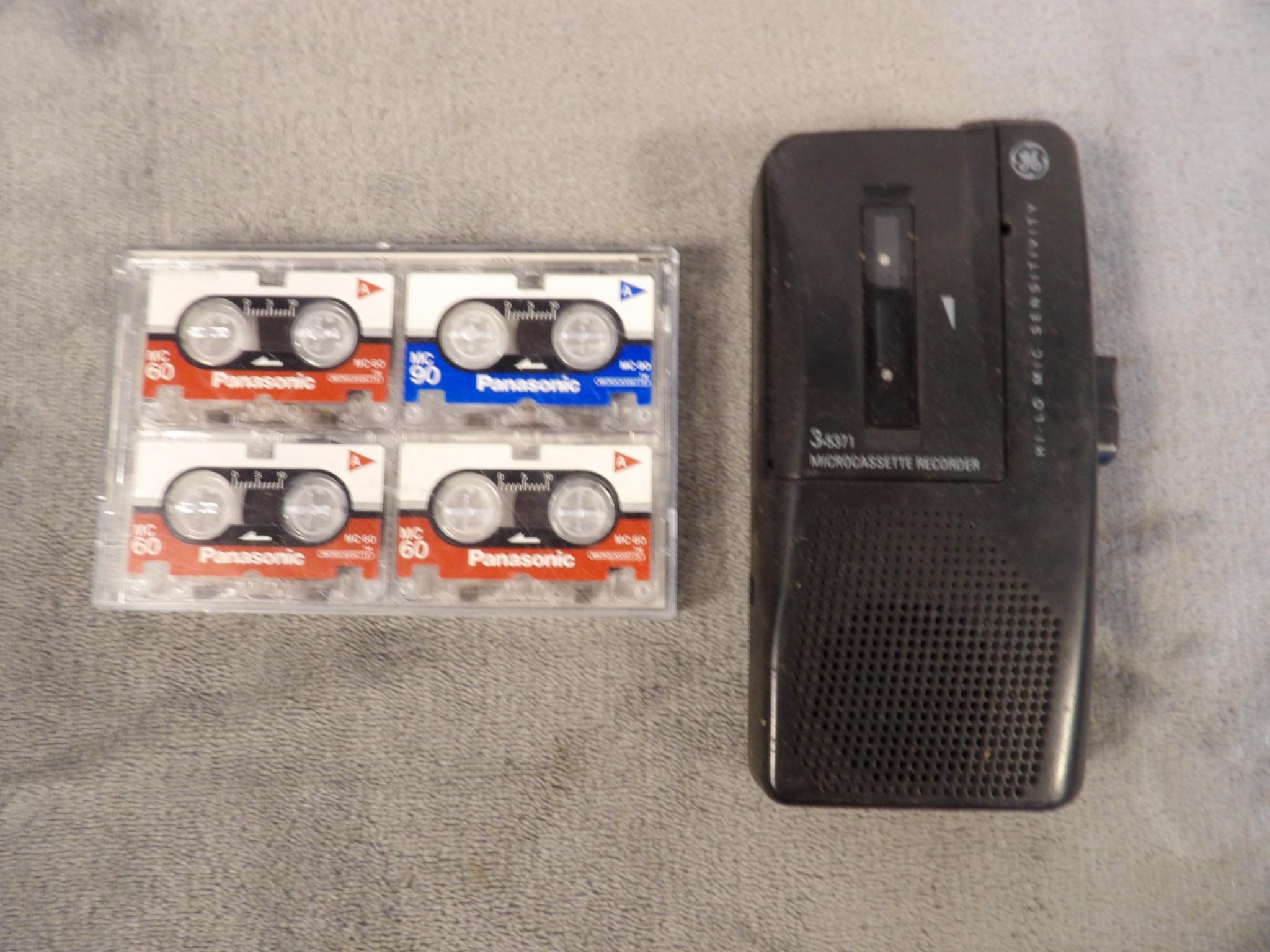 GE Microcassette Recorder w/ Panasonic tapes