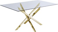 (READ)Meridian Xander Tempered Glass Table  Gold