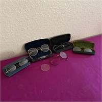 5 Pair Antique Eye Glasses & Cases, Windsor +