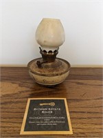 Antique Metal/Milk Glass Shade Nursery Oil Lamp