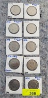 10 ASSORTED  DATE IKE DOLLARS