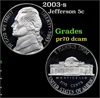 Proof 2003-s Jefferson Nickel 5c Grades GEM++ Proo