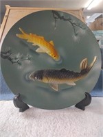 Japanese Vintage Pottery Plate 13.8" - Black &