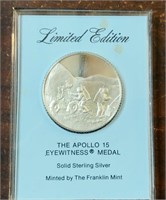 FRANKLIN MINT APOLLO 15 STERLING SILVER MEDAL