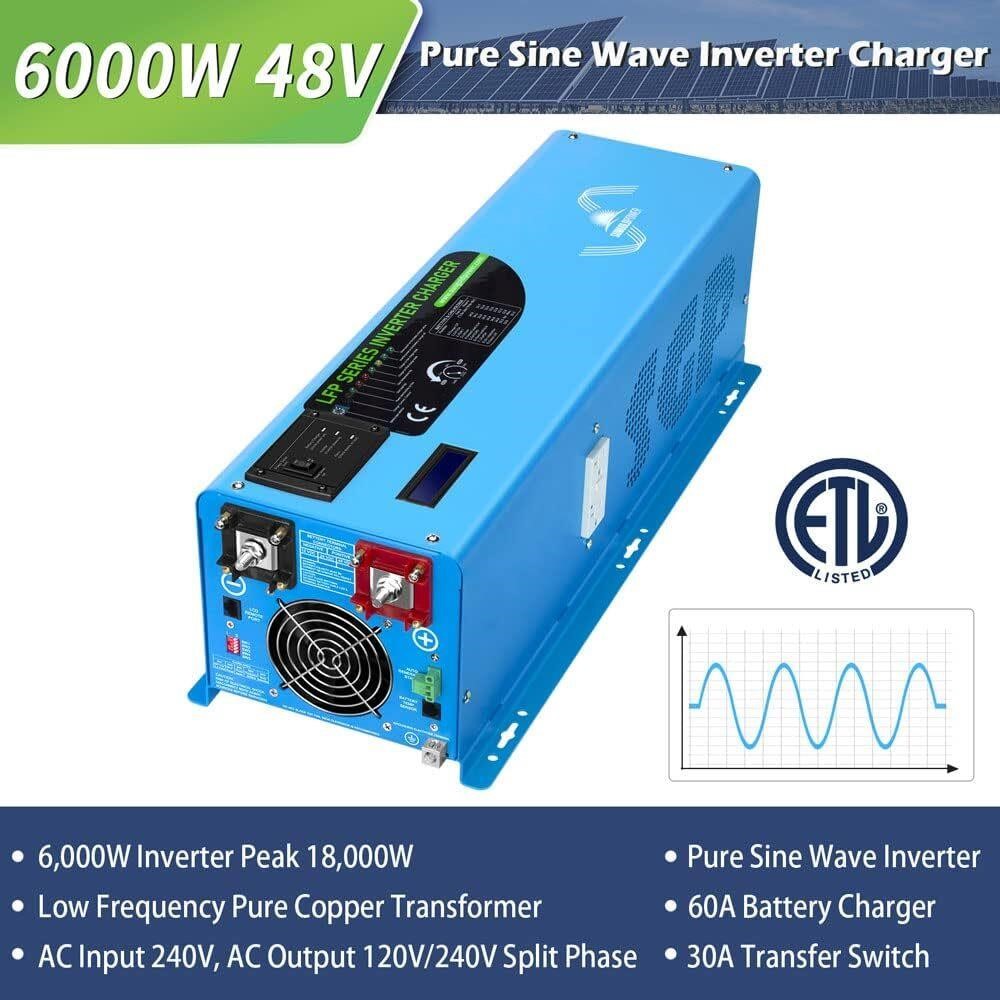 Retail:$1,300 6000W 48Vdc Inverter 240Vac Charger