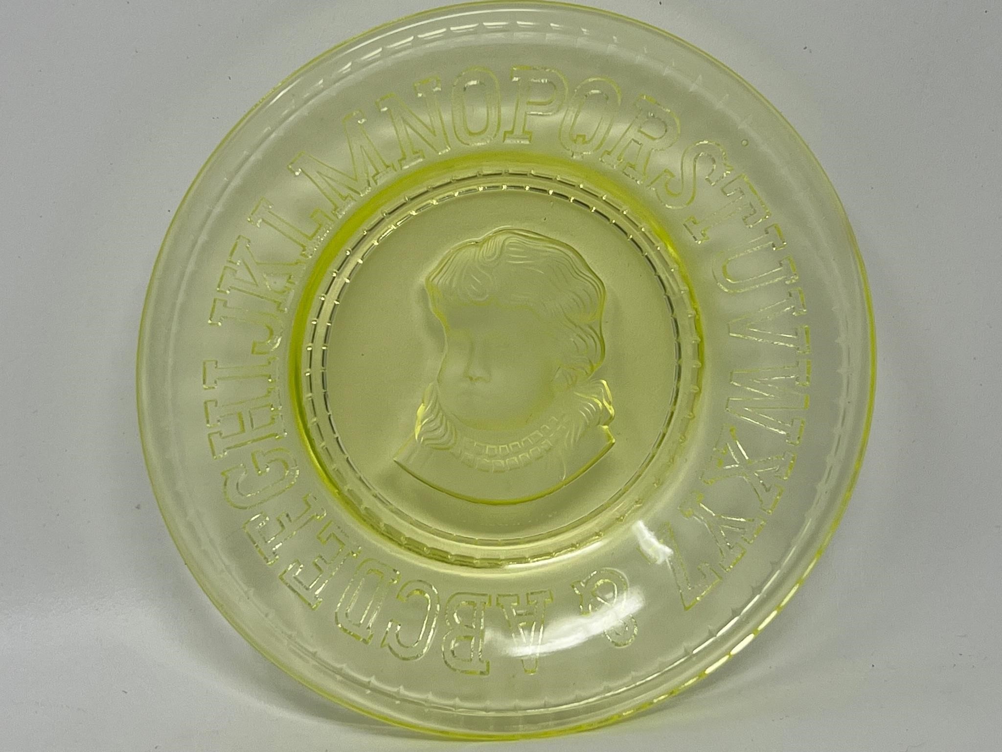 Clay's Crystal Works ABC Glass Plate