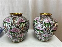 Pair of Chinese Porcelain Pink Floral Vases