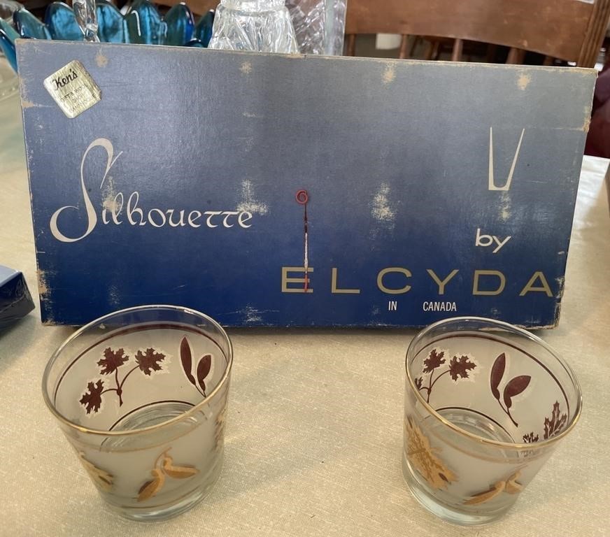 Vintage Libby foliage bar glasses in original box
