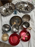 METAL SERVING TRAYS, MUGS AND BOWLS