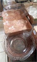 SEVEN PIECES OF PINK DEPRESSION GLASS