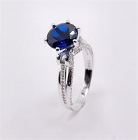 925S 3.0ct Lab-Grown Blue Sapphire Ring